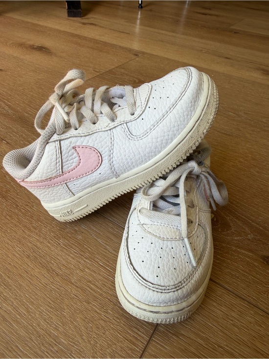 Nike Other - Nike Air Force 1 Kids White Leather Sneakers with Pink Swoosh